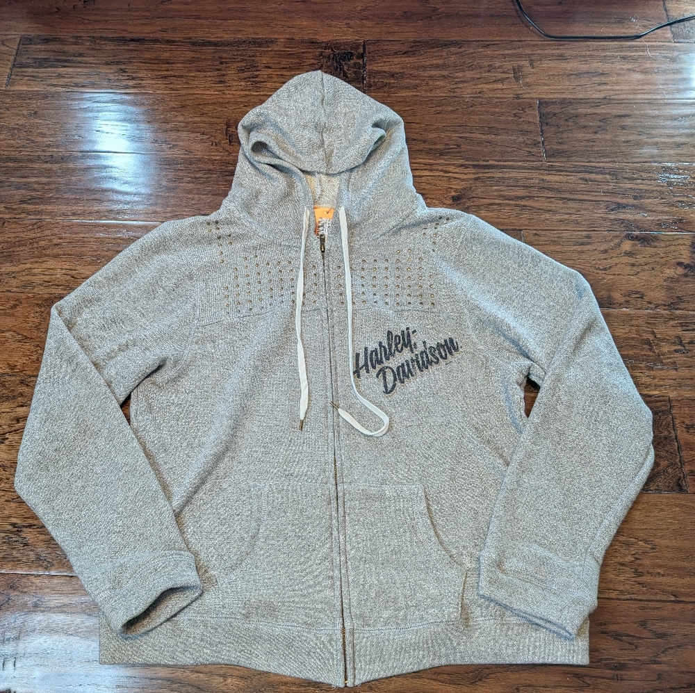 Harley Davidson Light Gray Zip Hoodie NWT Size XL